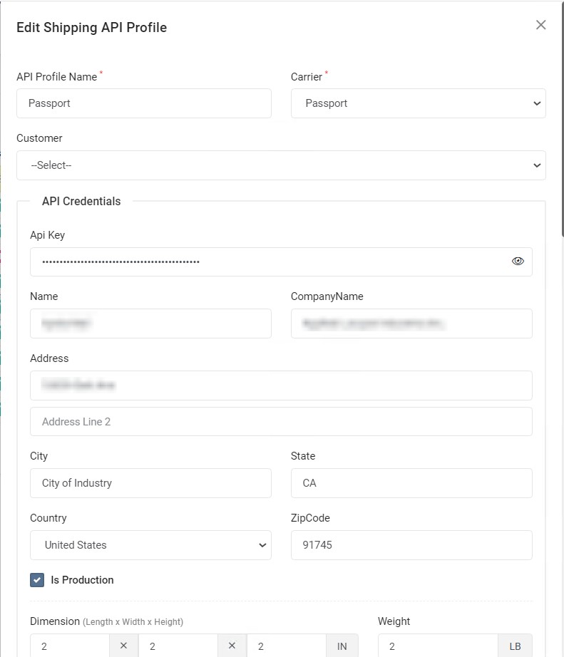 passport shipping profile