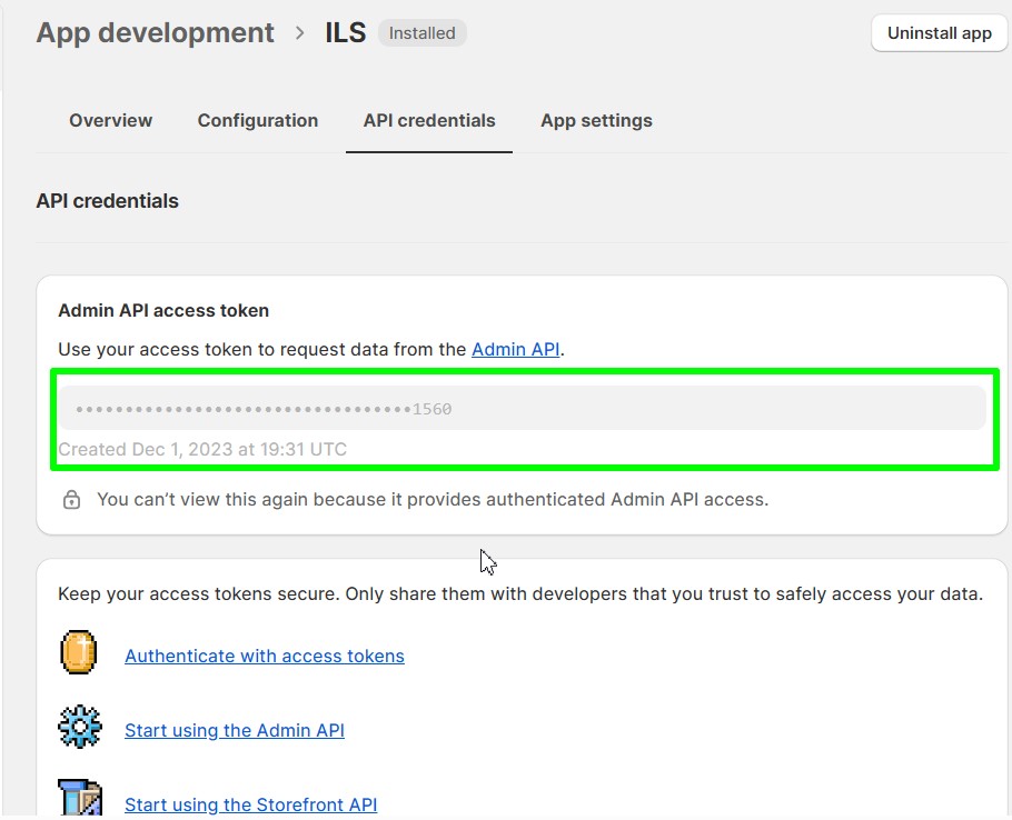 Admin Access Token access token