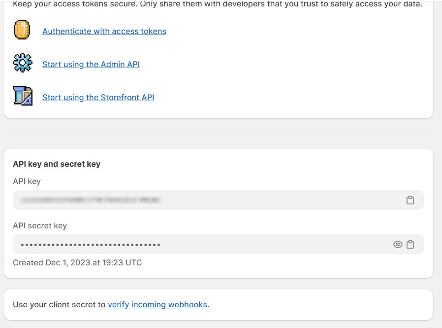Admin API Credentials api credentials