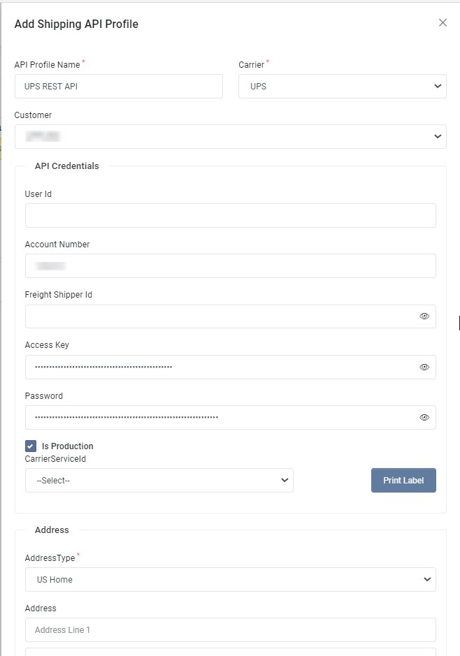 ups rest shipping profile